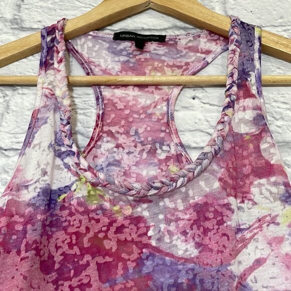 Urban Behavior Tie Dye Sheer Tank Braided Neckline Size Extra Small - Picture 4 of 11